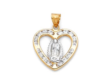 1 Grams MINI Smallest Guadalupe Collection 14K Real Gold 3C Stamp Religious Pendant sold 1 piece, Real 14K Gold Pendant Only.