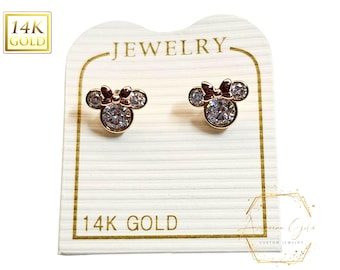 Mouse 14K Gold earring screw baby backing  For kids Baby Jewelry sold 1 pair Earrings Stud NEW!!!