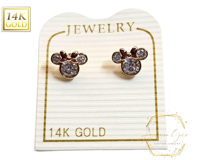 Mouse 14K Gold earring screw baby backing  For kids Baby Jewelry sold 1 pair Earrings Stud NEW!!!