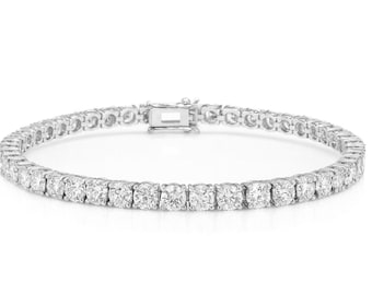 Moissanite Solitaire Round Tennis bracelet Solid Sterling silver 925 with Prong 2.50mm 3mm 4mm 5mm  1 piece of Bracelet.