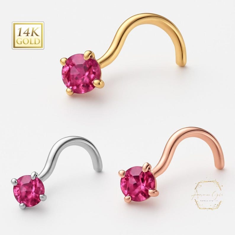 pink-tourmaline-14k-gold-nose-stud-14k-solid-gold-in-twisted-crooked