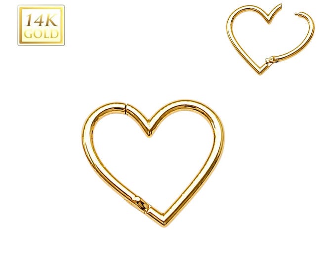 14K Solid Gold Helix Hoop Hinge 18GA sold 1 piece Yellow Gold 10mm 12mm.