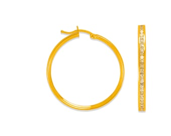 2.5mm Eternity CZ Hoops 14K Real Gold 1 Pair with Hinged Available in White Gold or Yellow Gold NEW Women's Girl Earrings.