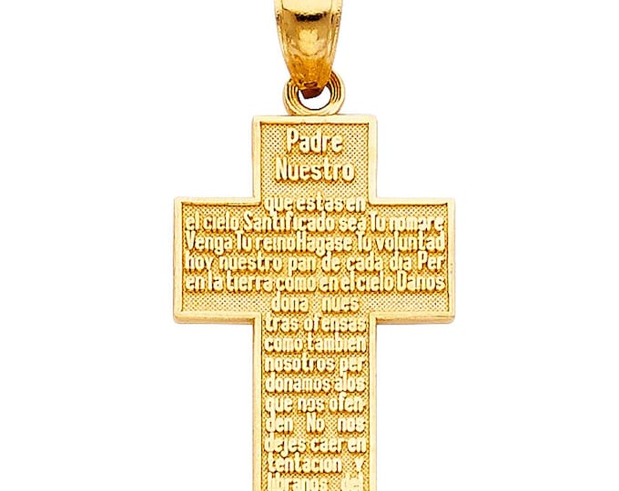 Padre Nuestro Cross Pendant 14K Real Gold Spanish or english, Sold 1 piece pendant only.