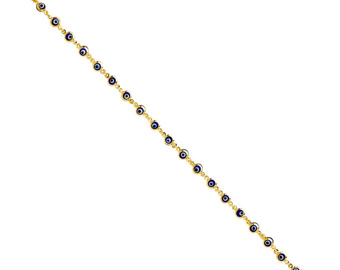 Evil Eye Bracelet 14K Real Gold , Good Luck , protection , Bracelet 7 Inches , Birthday Gift, Mother's Day gift, Evil Eye Bracelets.