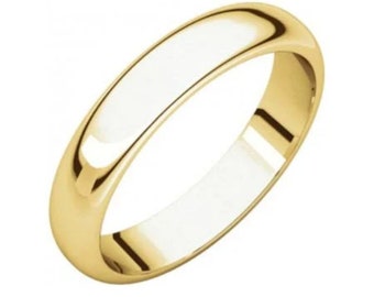 4mm 14K Gold , Real Genuine Solid Gold , wedding Plain Band Smooth inside Glossy Plain Band wedding Men's Women's Ring Solid Gold 14K.
