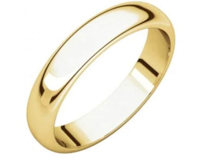 4mm 14K Gold , Real Genuine Solid Gold , wedding Plain Band Smooth inside Glossy Plain Band wedding Men's Women's Ring Solid Gold 14K.