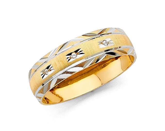 14K Gold  2 Tone With Gemstone of CZ Men's Ring Size 10 , Women's Set Wedding Ring size 7
