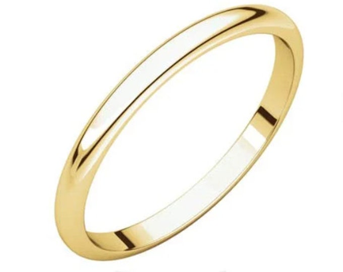 2mm 14K Gold , Real Genuine Solid Gold , wedding Plain Band Smooth inside Glossy Plain Band wedding Men's Women's Ring Solid Gold 14K.