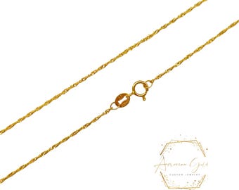 0.80 MM Singapore Chain Necklace 14K Real Gold with option 16 inches to 24 inches