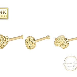 Dainty Small 3mm 14K Real Gold Nose Ring Nose Stud Nostril Piercing Jewelry 22 GA 7mm