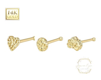 Dainty Small 3mm 14K Real Gold Nose Ring Nose Stud Nostril Piercing Jewelry 22 GA 7mm