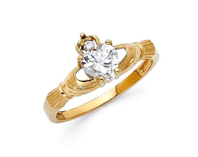 14K Real Gold Claddagh Ring Irish Claddagh Plain , Love Rings, Birthday, Gift, Girl Rings.