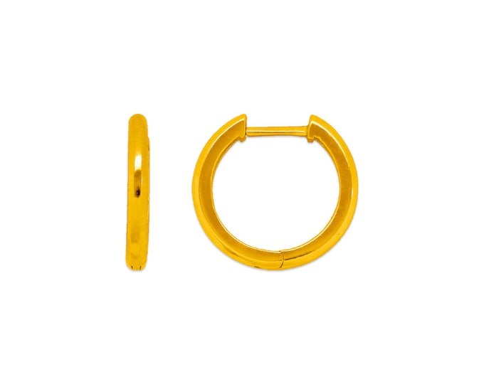 14K Real Gold High Polished Huggie Earrings White /Rose/ Yellow Gold Men's Women's Girl Earrings.
