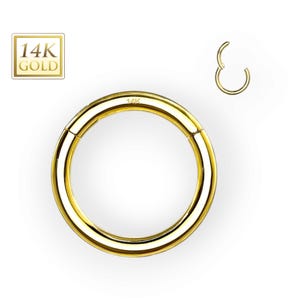 14K Solid White or Yellow Gold Hinged Segment Hoop Ring 14 16 18  Gauge .