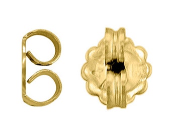 14K Gold Butterfly Corrugated Friction Nut Earring Backing sold 1 Pair in Small , Medium , Large or Extra Large.