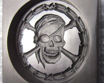 3D PIRATE SKULL Graphite Mold Oval Ingot Coin Mold For Silver Gold Copper Glass & Metal Casting