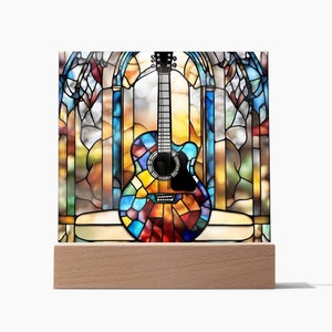 Acrylic Guitar Stained Glass Acrylic Plaque, Guitar Nightlight, Guitar Lover Gift, Guitar Player Gift, Guitar Picture Plaque