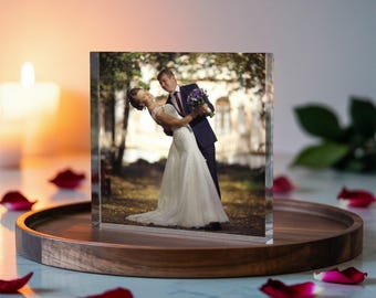 Custom Acrylic Photo Block: Personalized Tabletop Picture Print, Wedding, Valentine's, Birthday, Christmas Present, 6x6