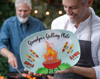 Grilling Plate for Grandpa, Personalized Platter Gift, Gift for BBQ Lover, Gift for Father's Day, Birthday Custom Christmas Gift from kids