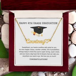 4th Grade Graduation Gifts for Girl, Last Day of School,  Elementary School Graduation, Graduation Necklace, Nameplate necklace with heart