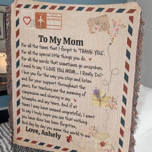 Presente de Dia das Mães para a mãe, de filha ou filho, cobertor de lembrança de mãe, cobertor com carta para a mãe, presente para a mãe, presente de aniversário para a mãe, presente para ela