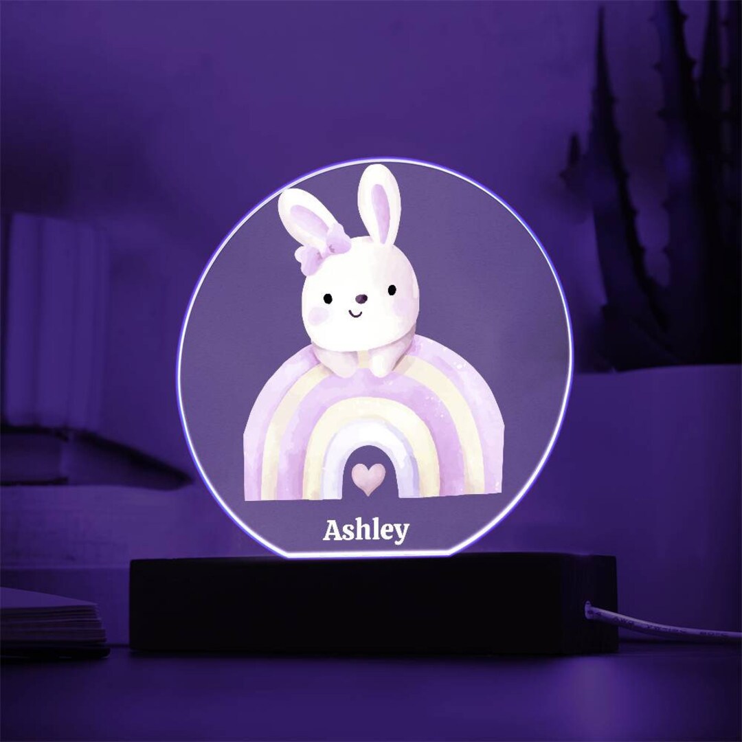 Bunny, Rabbit Night Light, Easter Gift, Custom Rainbow Night Light, Nursery Decor, Kids Birthday
