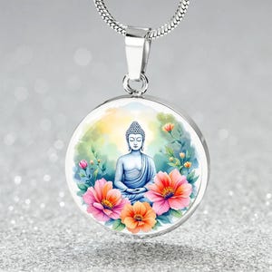Buddha Necklace, Silver Buddha Necklace, Buddhism Necklace, Gold Buddha Pendant, Spiritual Necklace, Zen Buddha, Yoga Necklace, Gift for Her