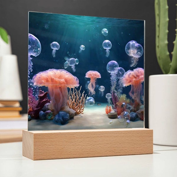 Jellyfish LED Sign, Ocean Sign, Beach House Decor, Jelly Fish Night Light, Girl Boy Room Decor Nightlight, Virtual Aquarium Decoration