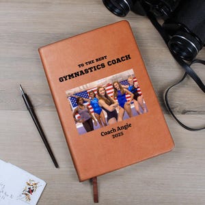 Gymnastics Coach Gift, Gymnastic Coaches Notebook, Thank you Coach Custom Journal, Personalized Memory Book, Hardcover End of Season Gift