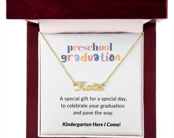 Personalized Preschool Graduation Name Necklace Gift, Preschool Graduation Ceremony, graduation preschool, Pre-K grad necklace keepsake