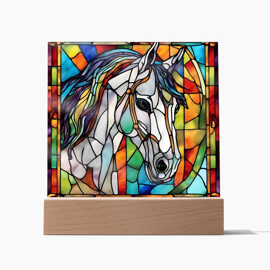 Faux Stained Glass Horse Acrylic Plaque, Horse Nightlight, Horse Lover