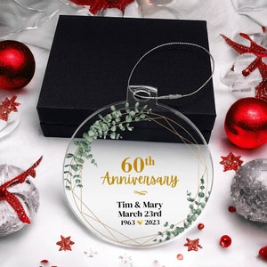 60th Wedding Anniversary Ornament, Diamond Anniversary, 60 Year Anniversary Gift for Grandparents, Anniversary Keepsake 60th Wedding Gift