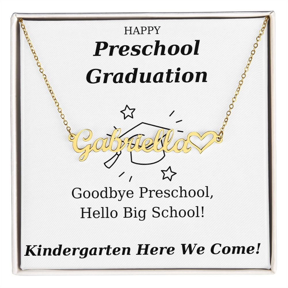 Preschool Graduation Gift, Pre-K Graduation Gift for Daughter, Graduation gift for Preschool Grad, Personalized Name Necklace With Heart