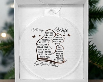 To My Wife Ornament, Christmas Gift for Wife from Husband, To My Wife, Never Forget that I Love You, Wife Christmas Ornament, Acrylic Clear