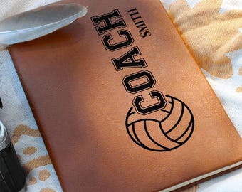 Volleyball Coach Leather Notebook, Personalized Gift for Volleyball Coach, End of Season Thank You, Coach Book Travel School Senior Night