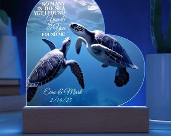 Personalized Sea Couple Turtle Acrylic LED Plaque, Sentimental Gift For Couple, Custom Couple Anniversary Keepsake, So Many In The Sea