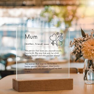 Mum Definition Plaque, Mum Gift, Personalised Mum Keepsake, Mum Birthday, Present For Mom,  Mothers Day Gift, Mum Gift, Christmas Gifts