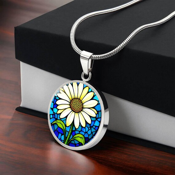 Personalized Sunflower Necklace: Engraved Floral Pendant, Daughter