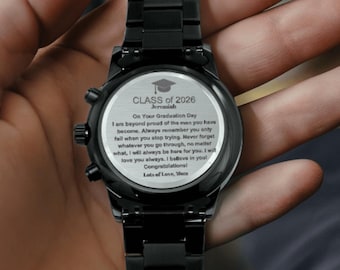 Personalisierte Klasse von 2026 Abschlussgeschenk Uhr, Abschlussgeschenk Ihn, College-Abschlussgeschenk für Männer, graviertes Uhrengeschenk für grad