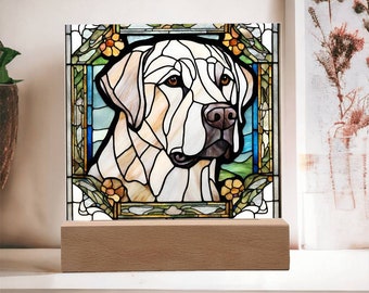 Labrador Retriever Faux Stained Glass Acrylic Plaque: Dog Memorial Gift