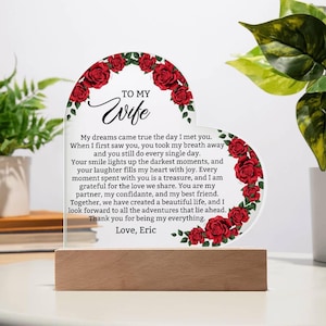 To My Wife Plaque Gifts, Gift for Wife from Husband, Anniversary Gifts, Valentine&#39;s Day Gift, Birthday Wife Gift, Sentimental Gifts for Wife
