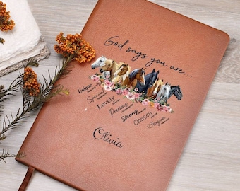 Personalized Prayer Journal For Women, Gift for Horse Lover, Christian Gift Journal, God Says You Are, Religious Gift for Girls, Affirmation