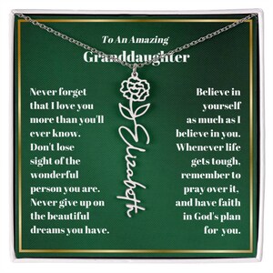 Granddaughter Necklace, Granddaughter Gifts, Name Necklace with Birth Flower Necklace, Birth Month Flower, Birthflower Necklace, Xmas Gifts