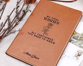 End Of Life Planner, My Final Wishes Organizer, Letters to Loved Ones When I Die Personalized Journal, Emergency Notebook, Im Dead Now What