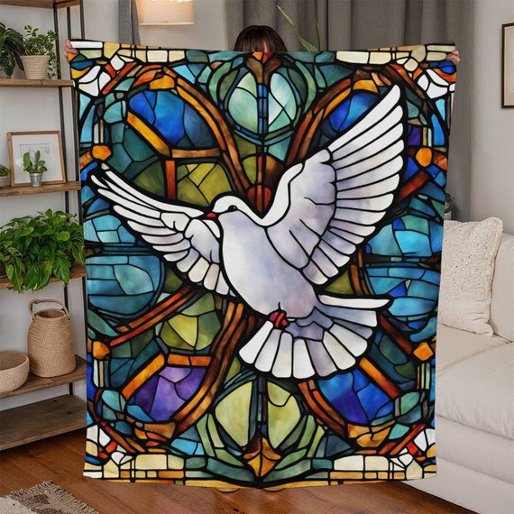 Holy Spirit Dove Fleece Blanket, Christian Memorial Blanket, Faith blanket,  religious blankets, Catholic blanket, Spiritual Gift for Loss
