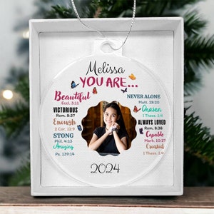 Personalized Christian Christmas Ornament for Daughter Granddaughter Christian Gift for Her Bible Verse Religious Church Gift