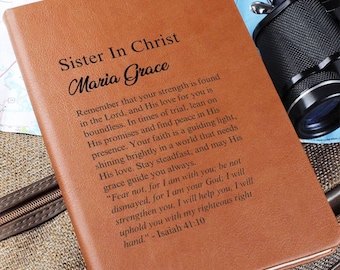 Sister in Christ Journal Gift, Christian friendship, Bible Study, Fear Not Bible Quote, Birthday, Christmas, Gift for Friend