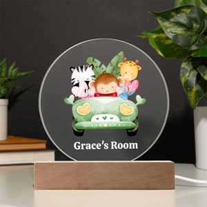 Safari Jungle Animals Nightlight, Birthday Gifts for Kids, Kids Bedroom, Nursery Table Light, baby Kids Name Light, Baby Shower gift
