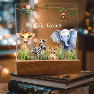 Safari Theme Acrylic Plaque, Custom Jungle Animals Kids Room Decor, Boys Bedroom Decor, Jungle Nursery, Safari Animal Kids Room